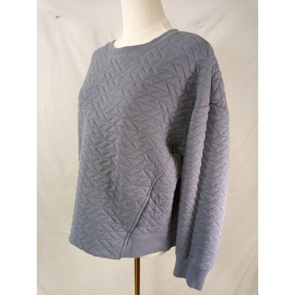 Women's Quilted Blue Sweatshirt Size Medium - Picture 2 of 4